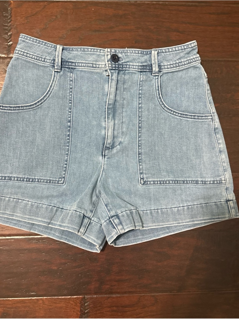Madewell Light Blue Denim High-Rise Patch-Pocket Shorts NWOT